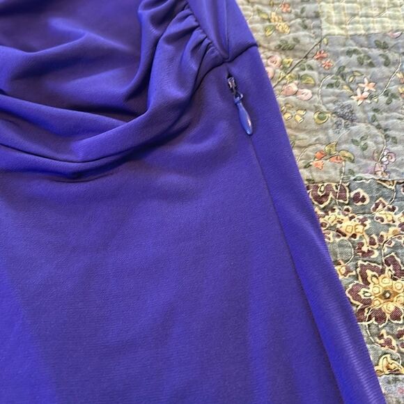 NWT Vicky Tiel Ruched Cocktail Dress Royal Purple Jersey Stretch Size Large - Picture 10 of 12